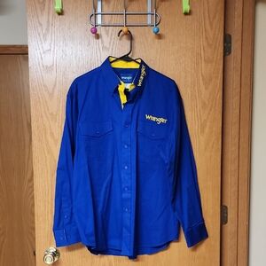 Wrangler Royal Blue Men's Button Down Shirt Large number 5362